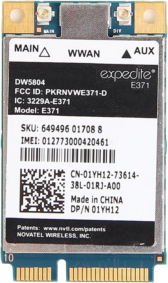 Dell Wireless DW5804/E371 4G (LTE-3G) PCI-E WWAN Card for DELL DP/N 01YH12 not for IBM/Lenovo/Thinkpad and HP