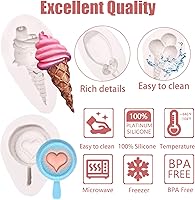 Vista 3 de Mini molde de fondant para pastel de helado de 3 piezas, molde de silicona para helado para decoración de pasteles, chocolate con azúcar dulce