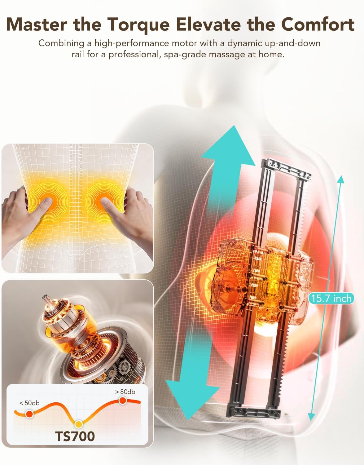 SKG TS700 Cordless Full Back Massager for Pain Relief Deep Tissue Up and Down 4D Shiatsu Back Massager with Heat Gifts for Men and Women Dad Mom Grandpa