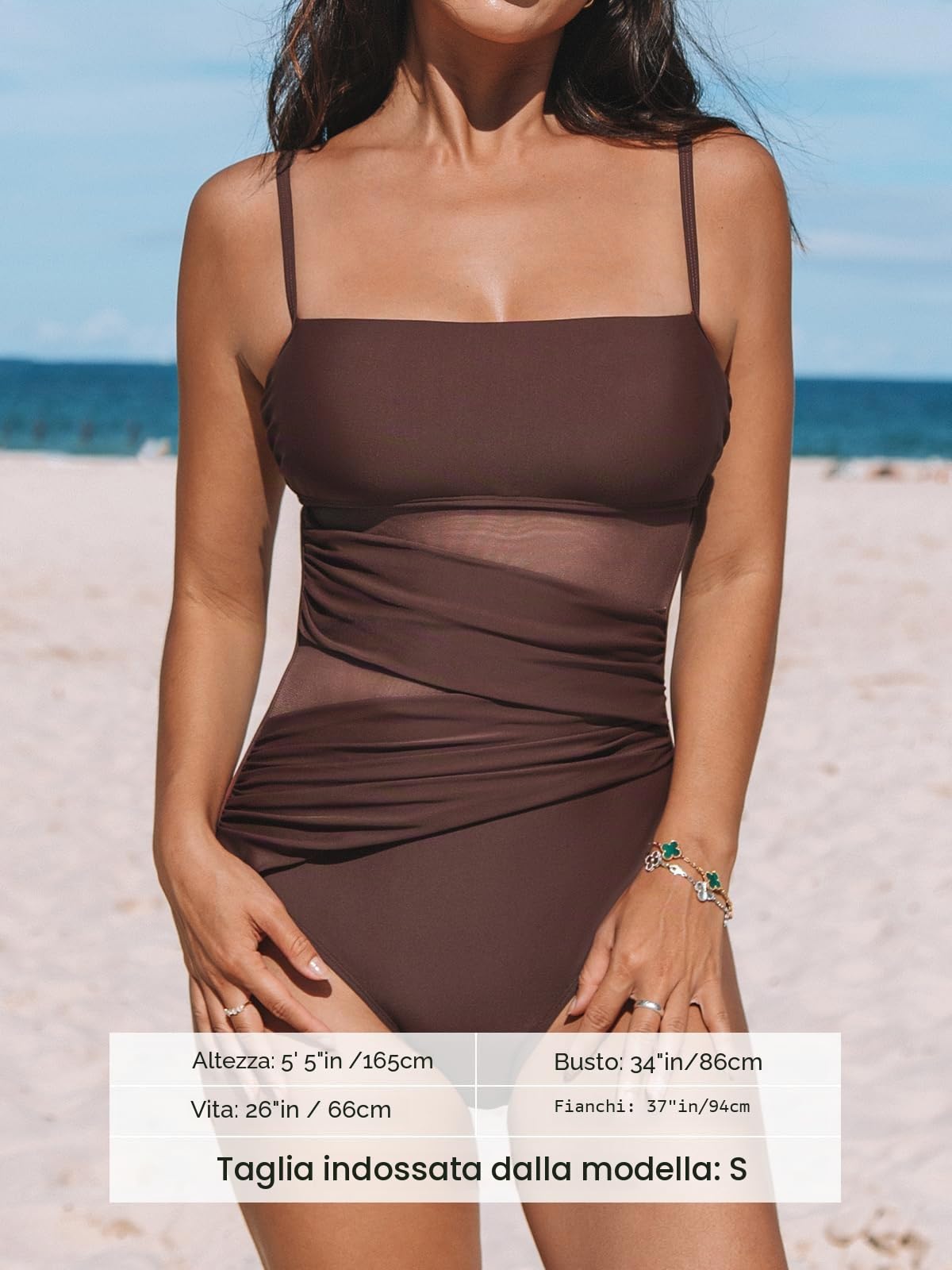 CUPSHE Costume da bagno intero da donna con controllo della pancia dimagrante in rete collo quadrato spalline regolabili costume da bagno costumi da bagno