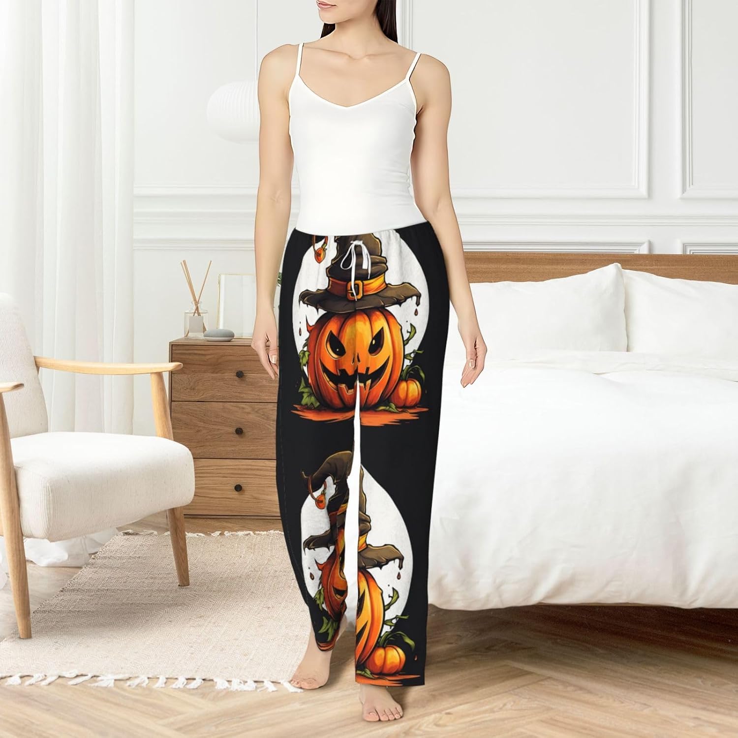 Halloween Cute Pumpkin Print Women'S Flannel Christmas Pajama Pants Warm Comfy Lounge Sleep Pants For Holiday Xmas