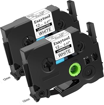 2 Pack Compatible with P-Touch TZe-231 AZE-231 TZ-231 Black on White 12mm 0.47 Laminated Label Tape Replacement for Ptouch PT-H100 PT-D200 D210 D400 PT-P700 PT-1000 PT-2030 Label Maker