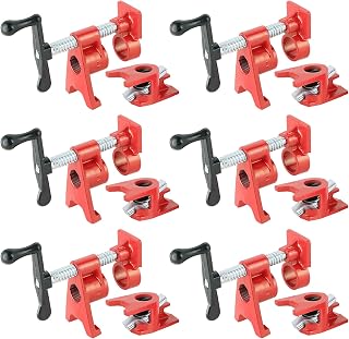 ATPEAM Wood Gluing Pipe Clamp Set | 6 Pack 3/4’’ Heavy Duty Cast Iron Quick Release Pipe Clamps for Woodworking with Unique Foot Design (6, 3/4'')