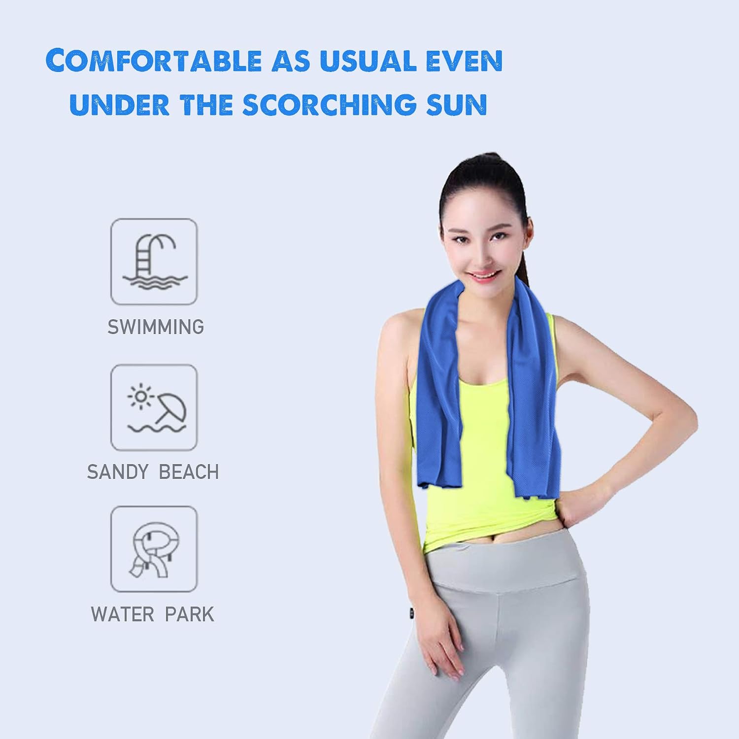 ICECUUL Mesh Cooling Towel 4 Packs (44"x15") Microfiber Workout Towel, Soft Breathable Cooling Towel for Theme Park, Yoga, Sport, Gym, Workout, Camping, Fitness, Running, Golf, 110x38cm
