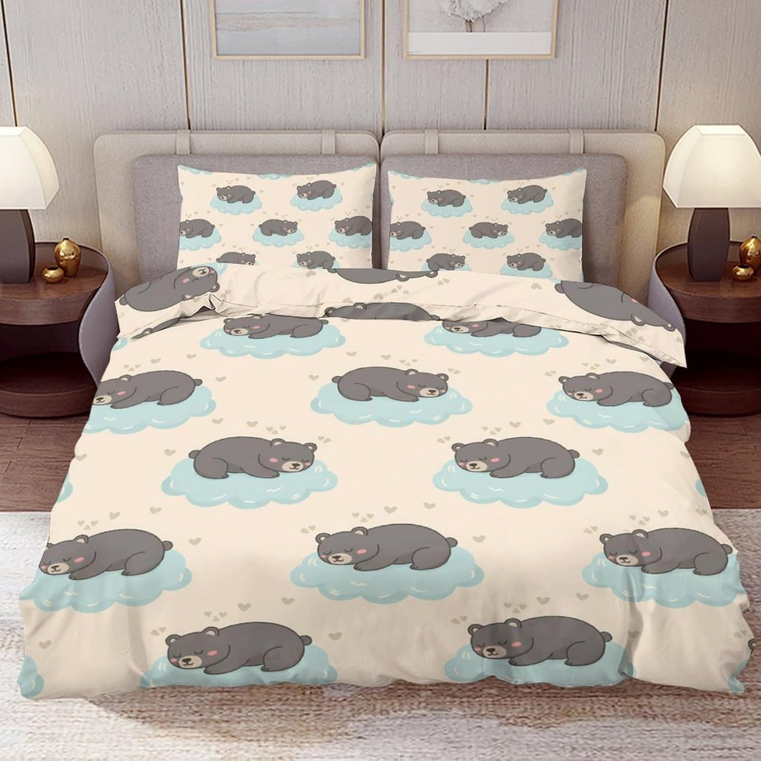 Delerain Comforter Cover Set King Size, Religious Cross Flowers 3-Piece Bedding Set for Women Men Modern Soft Microfiber Bedroom Set Room Decor, 1 Duvet Cover + 2 Pillowcases