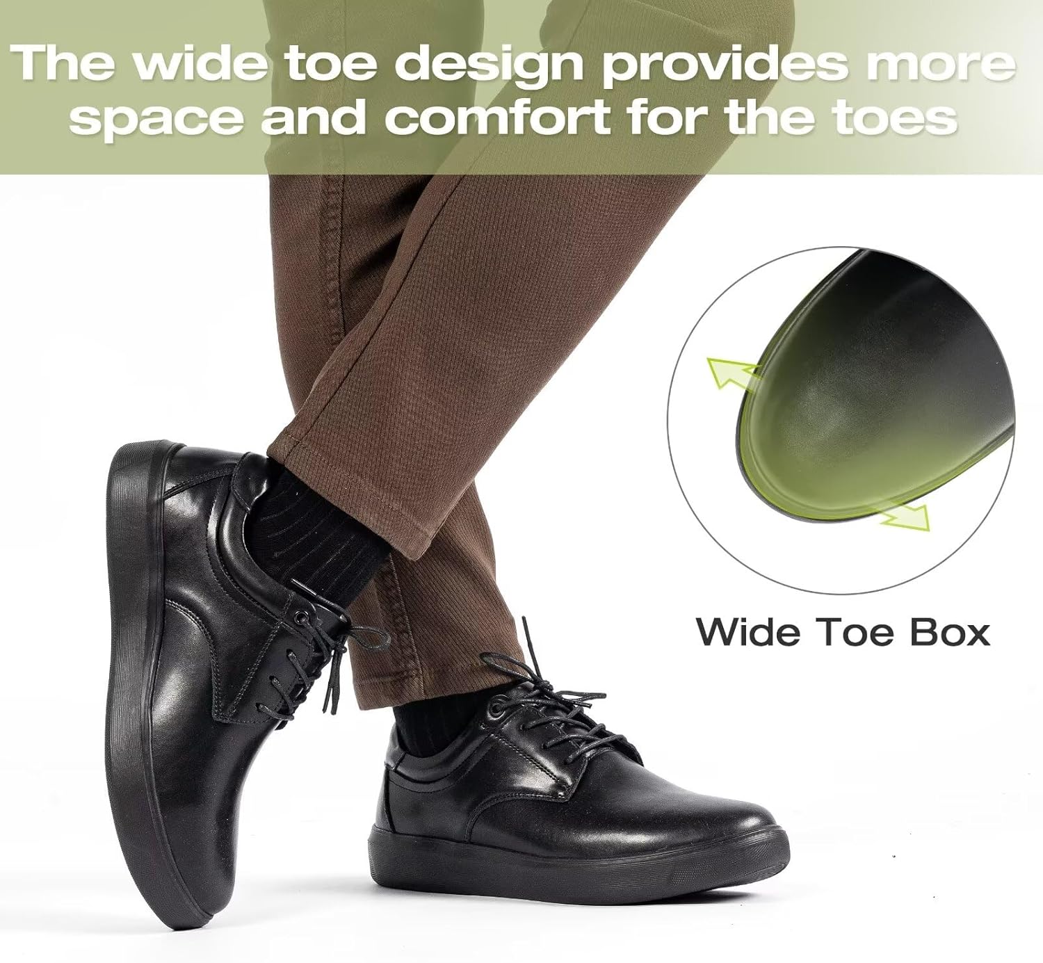 OrthoComfoot Men's Orthopedic Wide Leather Dress Walking Shoes: Comfortable Arch Support Oxfords for Plantar Fasciitis, Orthotic Casual Business Work Shoes for Foot and Heel Pain Relief - Image 7