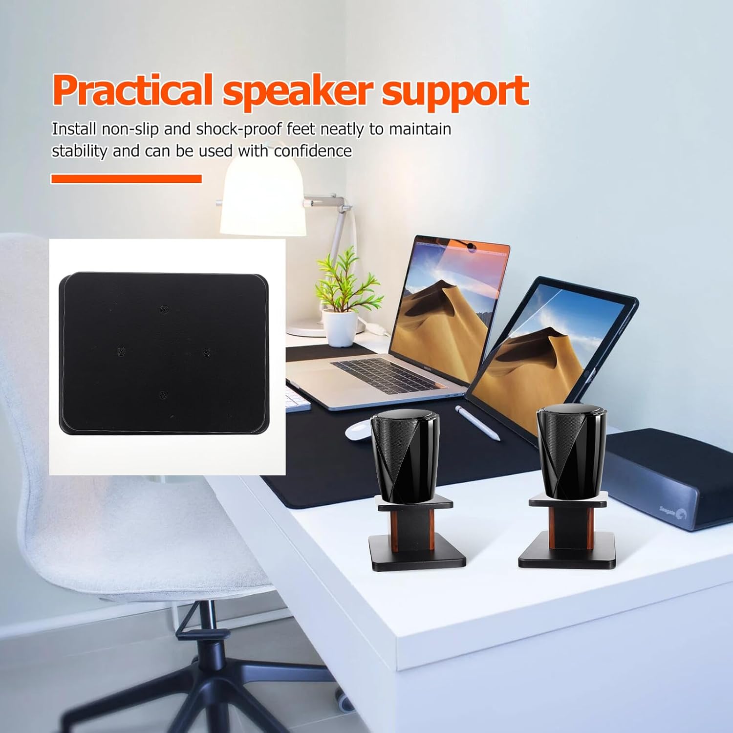 Floor-Standing Speaker Stands Pair 15cm High HiFi Bookshelf Speaker Holder with Huangtan Wood Material for Home Audio Surround Sound Random Color