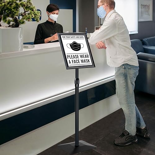 Miniatura 8 de Soporte de letrero ajustable para exhibición, con base de hierro mejorada, soporte de pedestal para publicidad en exteriores o interiores (11 x 17