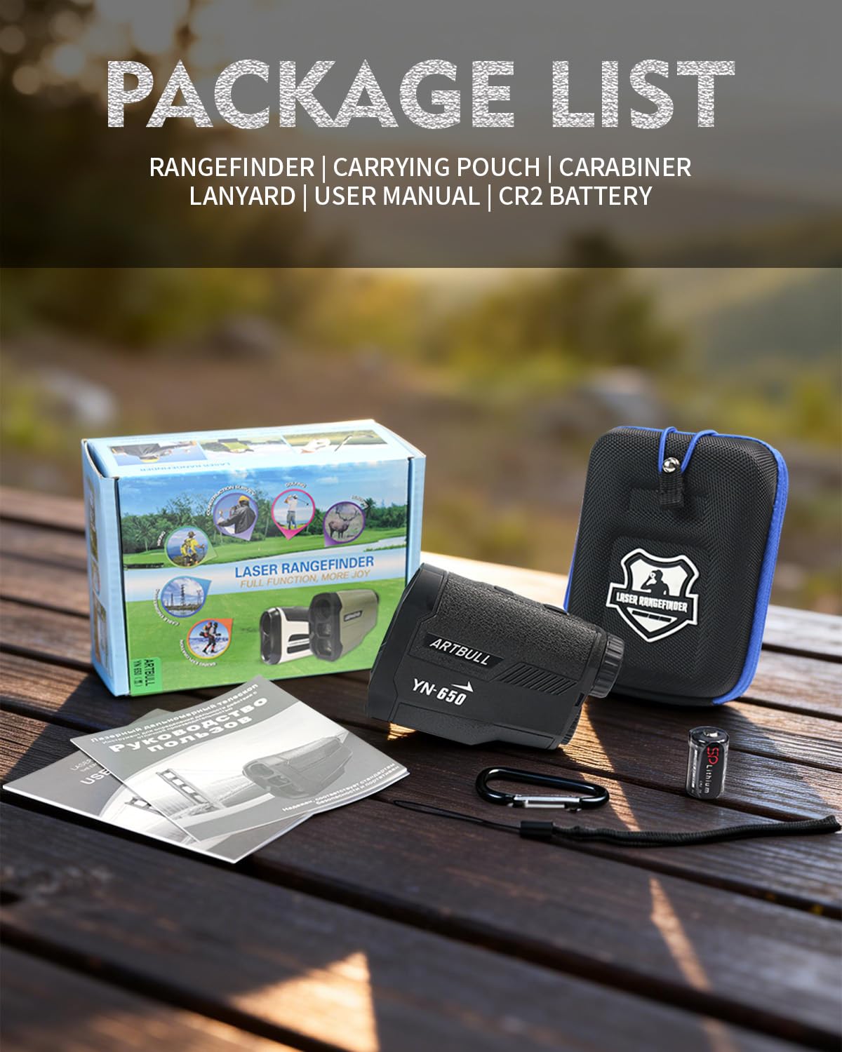 Artbull, telemetro da golf e caccia, 600 m, ingrandimento 6x, con scansione e pendenza, telemetro laser con acquisizione rapida, blocco bandiera, impermeabile IPX4, per cacciatori all'aperto