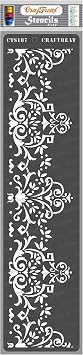 CrafTreat Reusable Border Stencils for Painting on Wood, Canvas, Paper, Fabric, Floor, Wall and Tile - Border 1-3x12 Inches - DIY Art and Craft Stencils for Borders - Damask Border Stencils