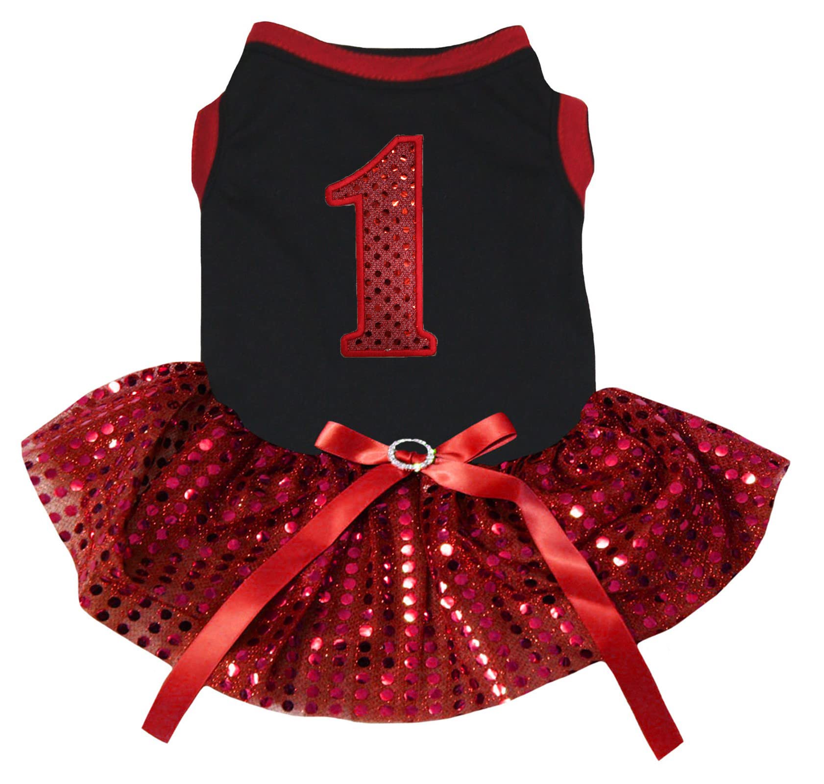 Robe pour chien vêtement paillettes rouge noir taille L