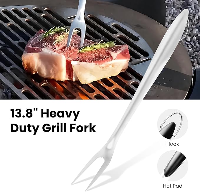 Set de 4 utensilios para parrilla en acero inoxidable miniatura 5