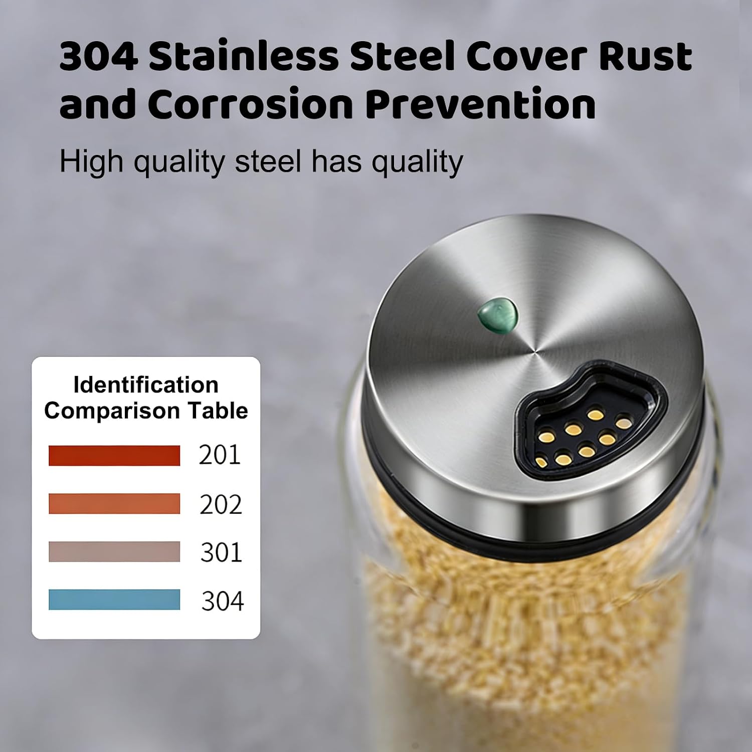 2Pcs Large Capacity 300ml Salt And Pepper Shakers for BBQ, Home Using - with Adjustable Pour Holes on Stainless Steel Lids, Graduated Powder Shaker Sets, Refillable Salt Dispenser