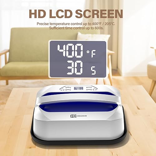 Miniatura 5 de Máquina de prensa de calor portátil de 12 x 10 pulgadas, transferencia de calor fácil para camisetas y proyectos de vinilo HTV, plata satinada y