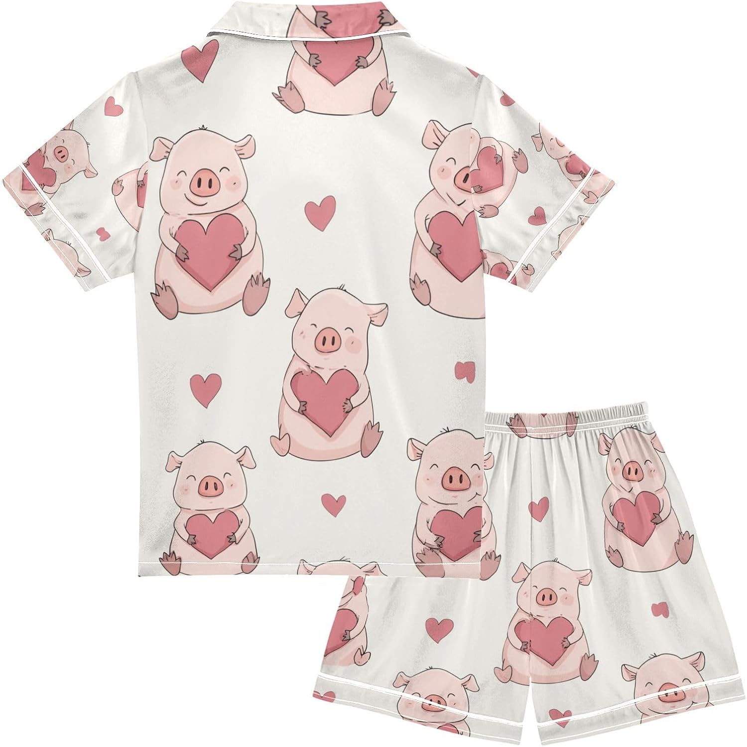 Silk Pajamas Sets Soft Satin 2 Piece Pjs Set Short Sleeve Sleepwear Nightwear