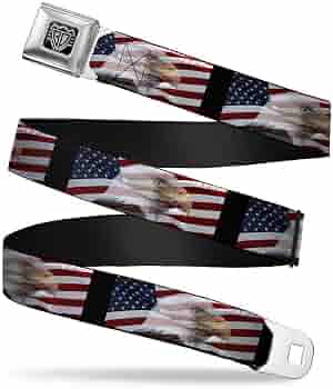 Buckle-Down Seatbelt Belt - Vintage US Flag Stretch - Adjustable 1.5" Wide - View #5