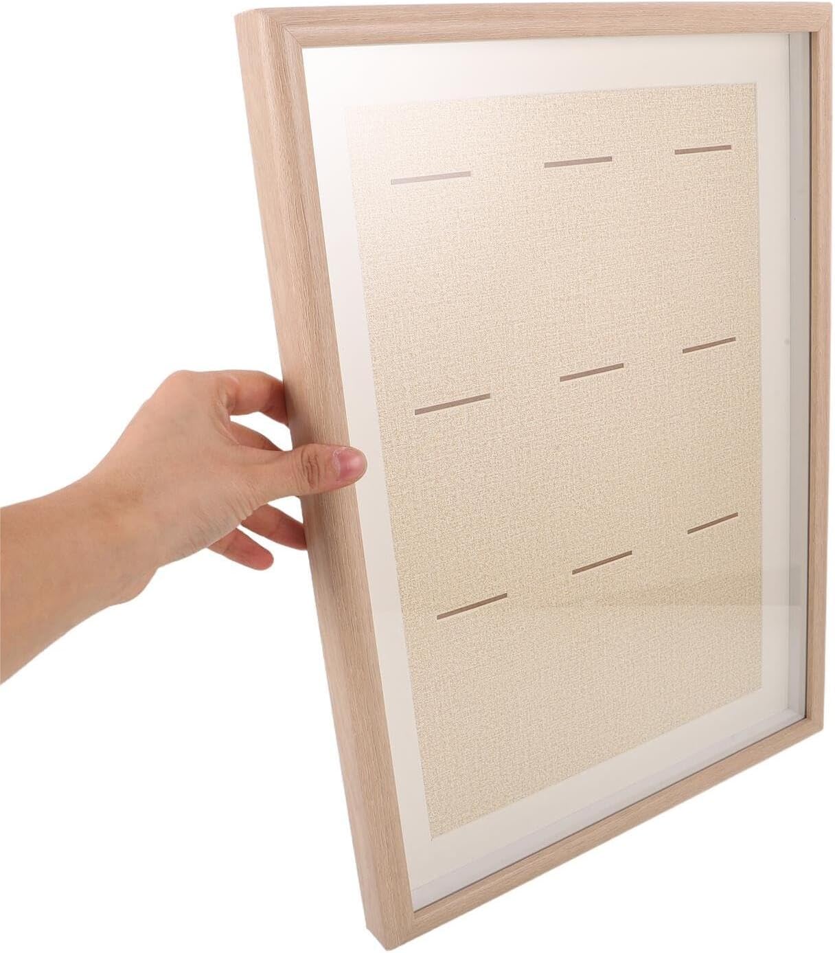 Garneck Wood Medal Display Frame Shadow Box for Marathon Medals and Race Bibs Sports Award Storage Case with Multigrid Layout for Runners Veterans and Collectors Solid Wood Design