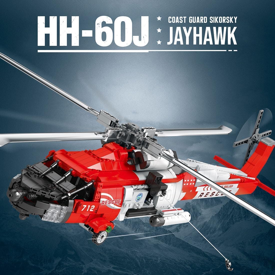 JOMIOD HH-60J Rescue Helicopter Building Blocks, Military Army Airplane Building Bricks, Airplane Building Blocks for Adults, Military Fighter Model, MOC Aircraft Model Plane Toy (1137 PCS)