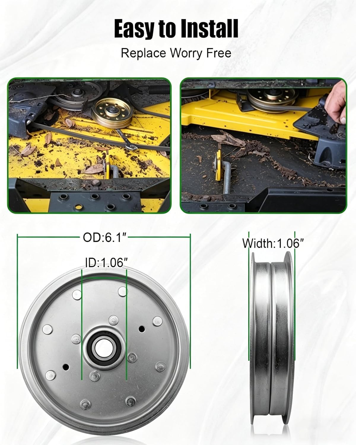 Polea tensora AUC10172 para John Deere 15959 Z335E Z525E Z535M Z535R Z540M Z540R ZTrak, polea de correa plana para cubierta de cortacésped