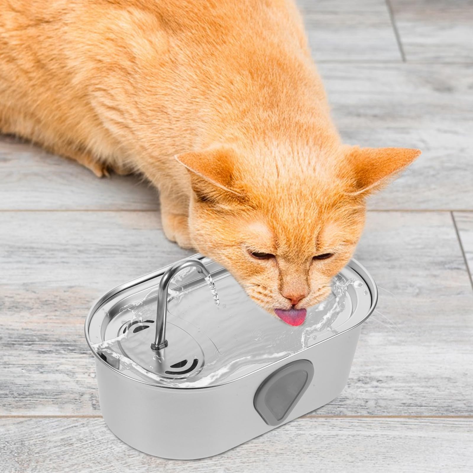 Milisten Bebedero para Gatos: Bebedero automático de Acero Inoxidable de 3,5 l para Mascotas, silencioso, para Perros y Gatos, con USB.