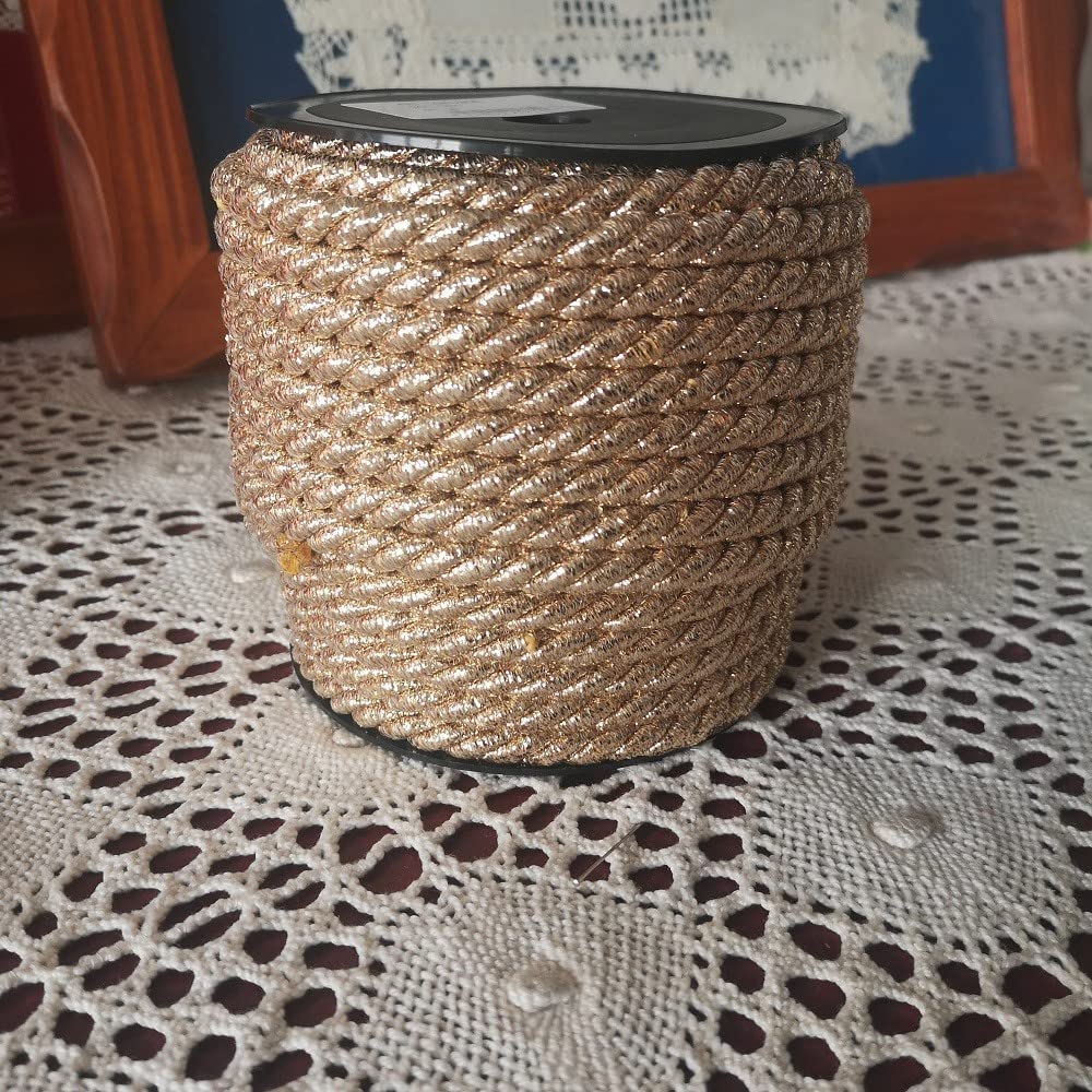 PIZZITALIANI Passamaneria Decorativa – Cordone ORO lurex, diametro 8 mm x 20 m, Made in Italy, Nastro Corda, Cordoncino Metallizzato intrecciato a 3 capi, per fai da te e decorazioni natalizie
