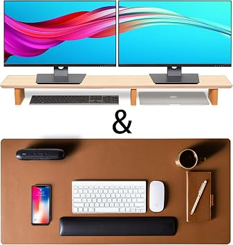 Leather Desk Pad& Monitor Stand