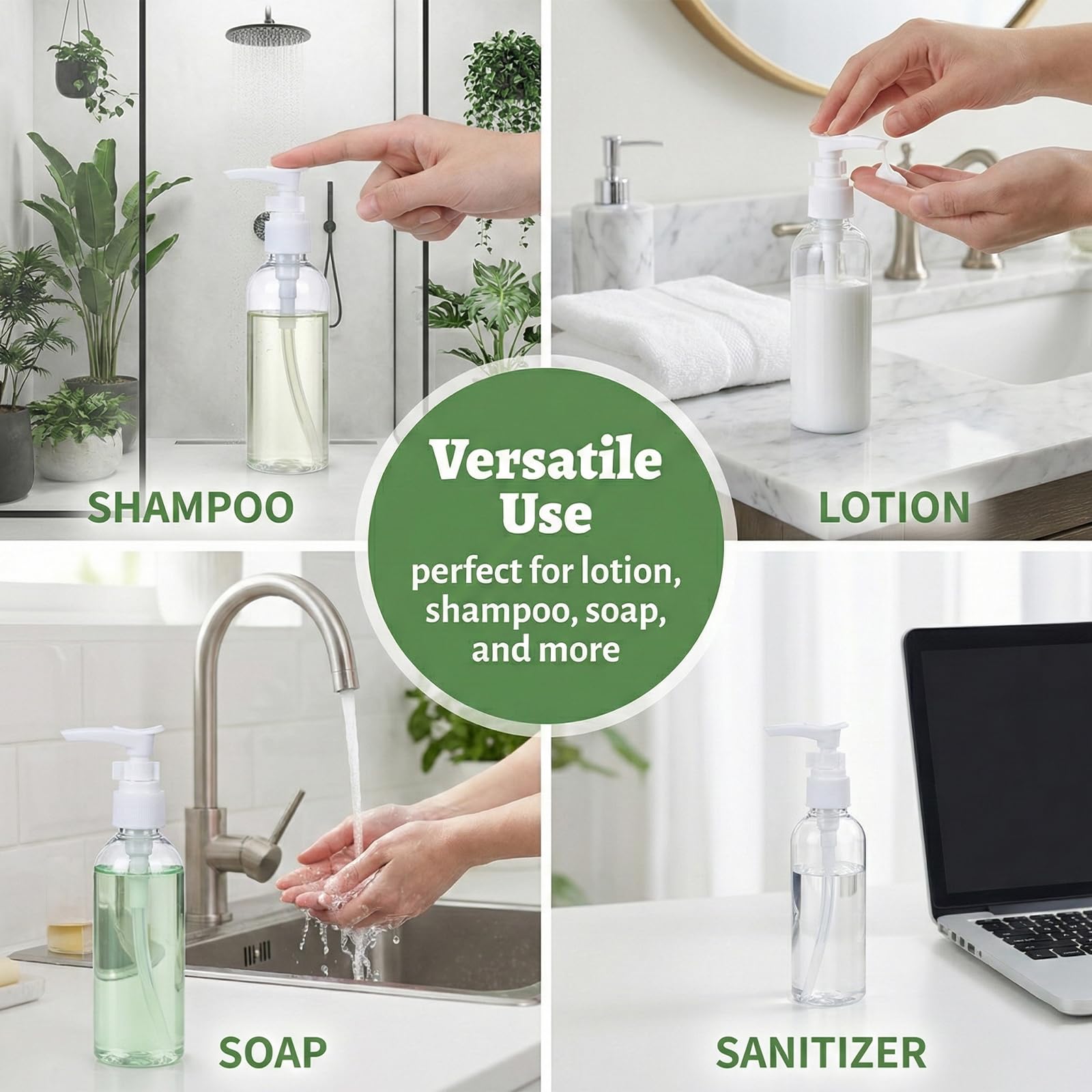 4 Pezzi Flaconi da Viaggio, 100 ml Bottiglie da Viaggio Trasparenti, Pompa da Viaggio in Plastica Dispenser, Boccette Contenitori Ricaricabile, per Lozione Emulsione Olio Pulizia Shampoo Gel Doccia