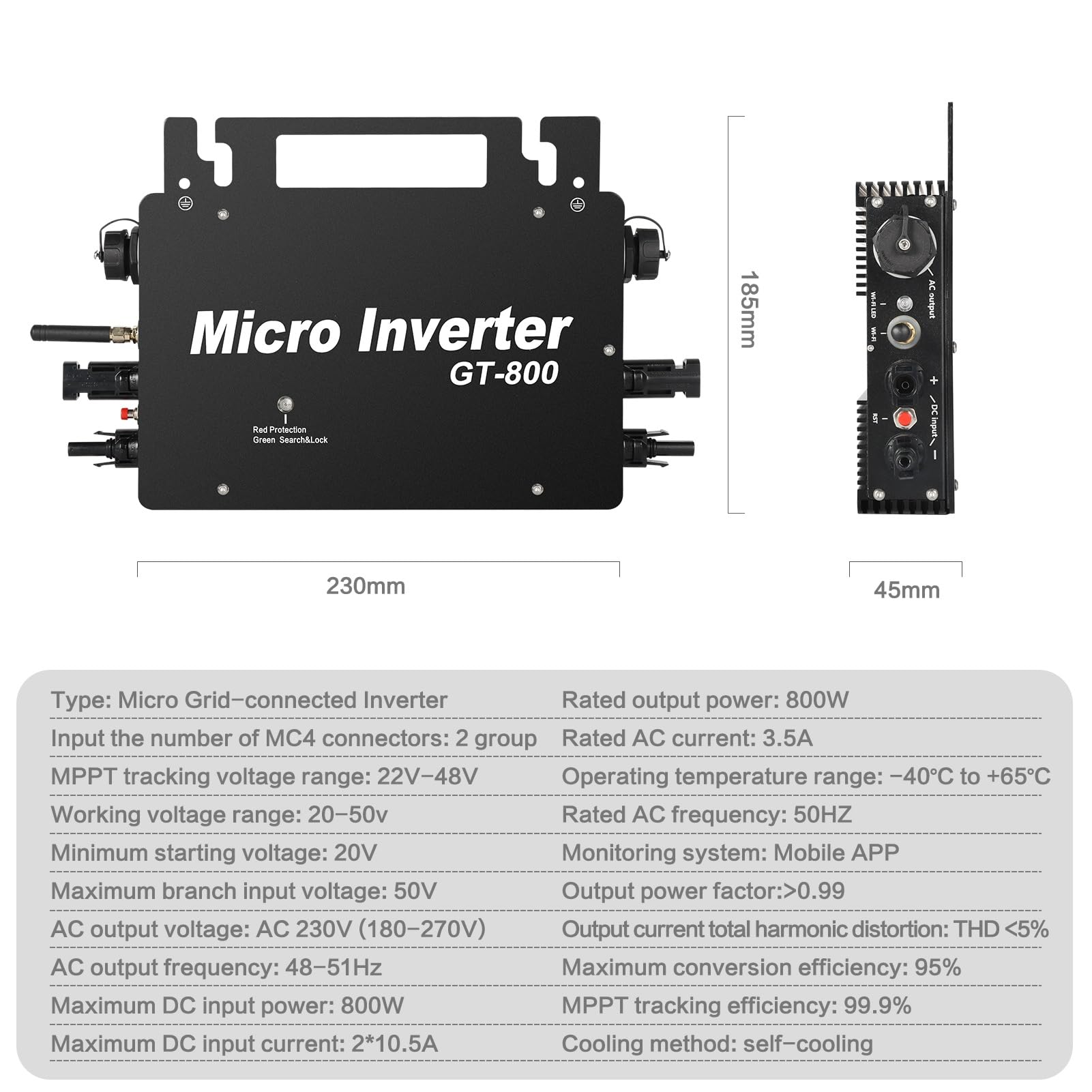 800W Micro-Wechselrichter Für Balkonkraftwerk –  Produktbild-Vorschau 4