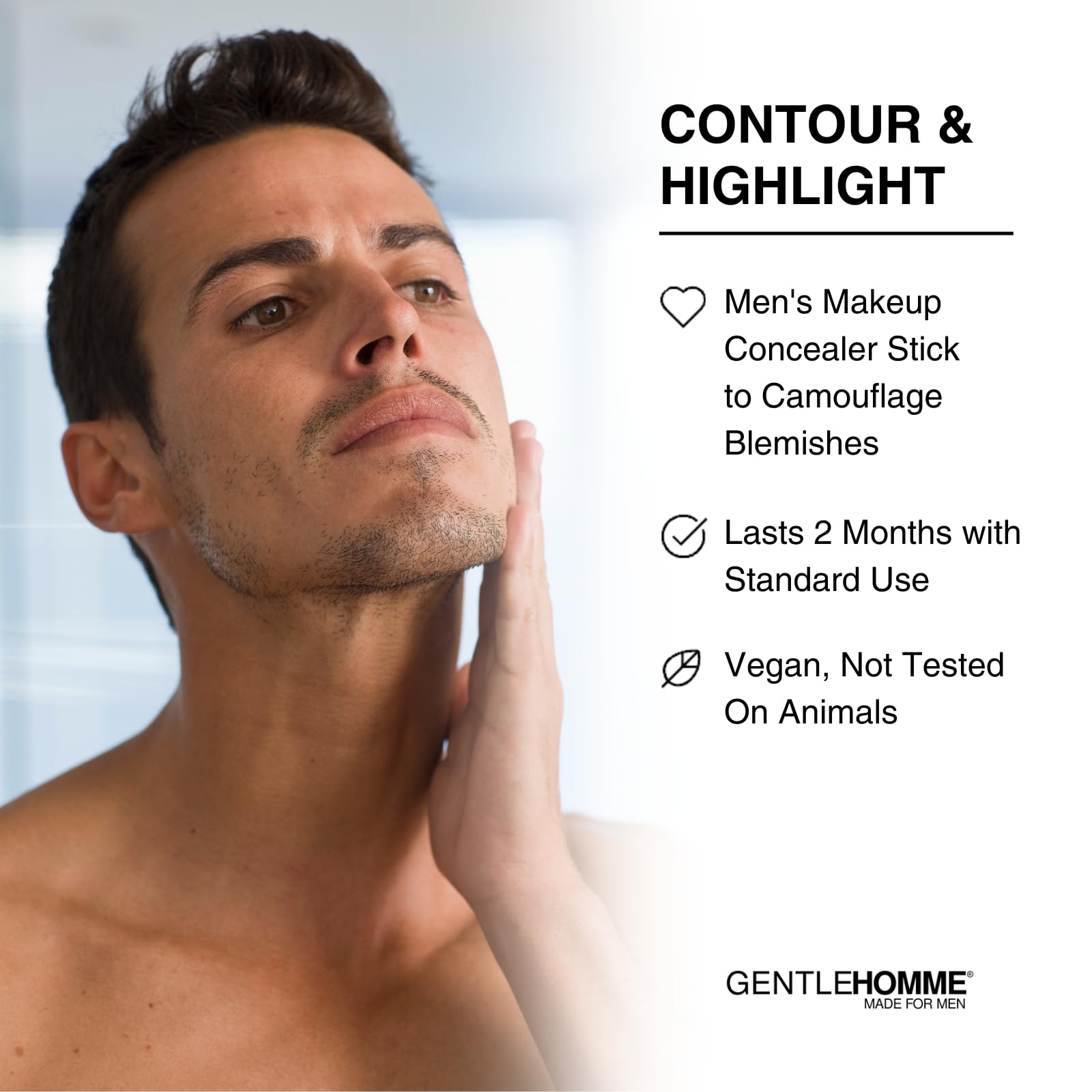 Gentlehomme Corrector en barra con cepillo para borrar ojeras, luz media