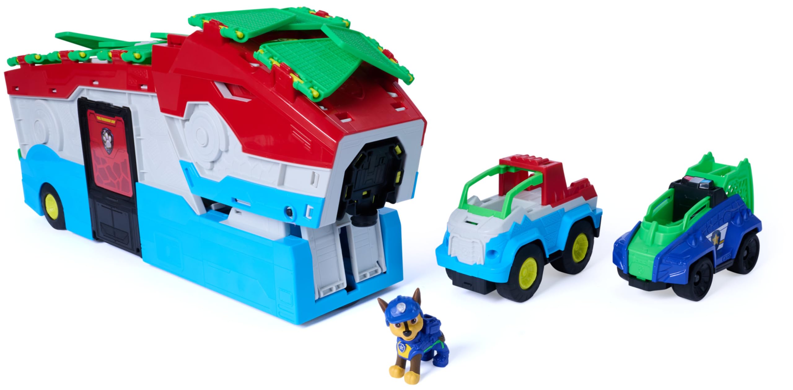 PAW PATROL: Der Dino Film, 2-in-1 Mobiles Dino-Hauptquartier, Transformierbarer Patroller Wird zum HQ, inkl. Chase Fahrzeug und Figur, Geräuscheffekte, Spielzeug für Kinder ab 3 Jahren