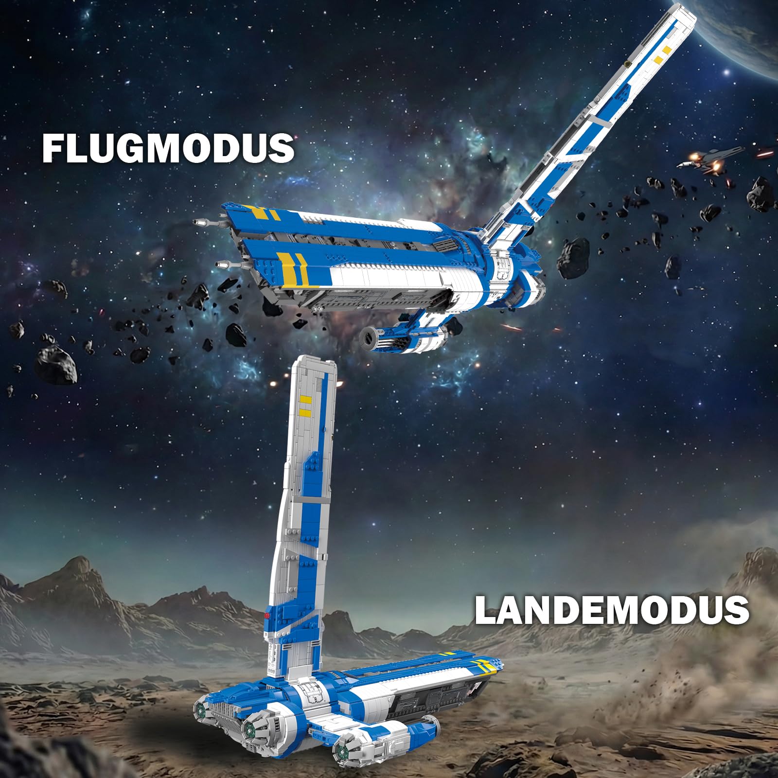 Space Wars Klemmbausteine Raumschiff Set für Erwachsene Männer | 3006 Teilen, Drehbare Rückenflosse, Flugzeug Modell, Geschenk Sammlung, BWR101