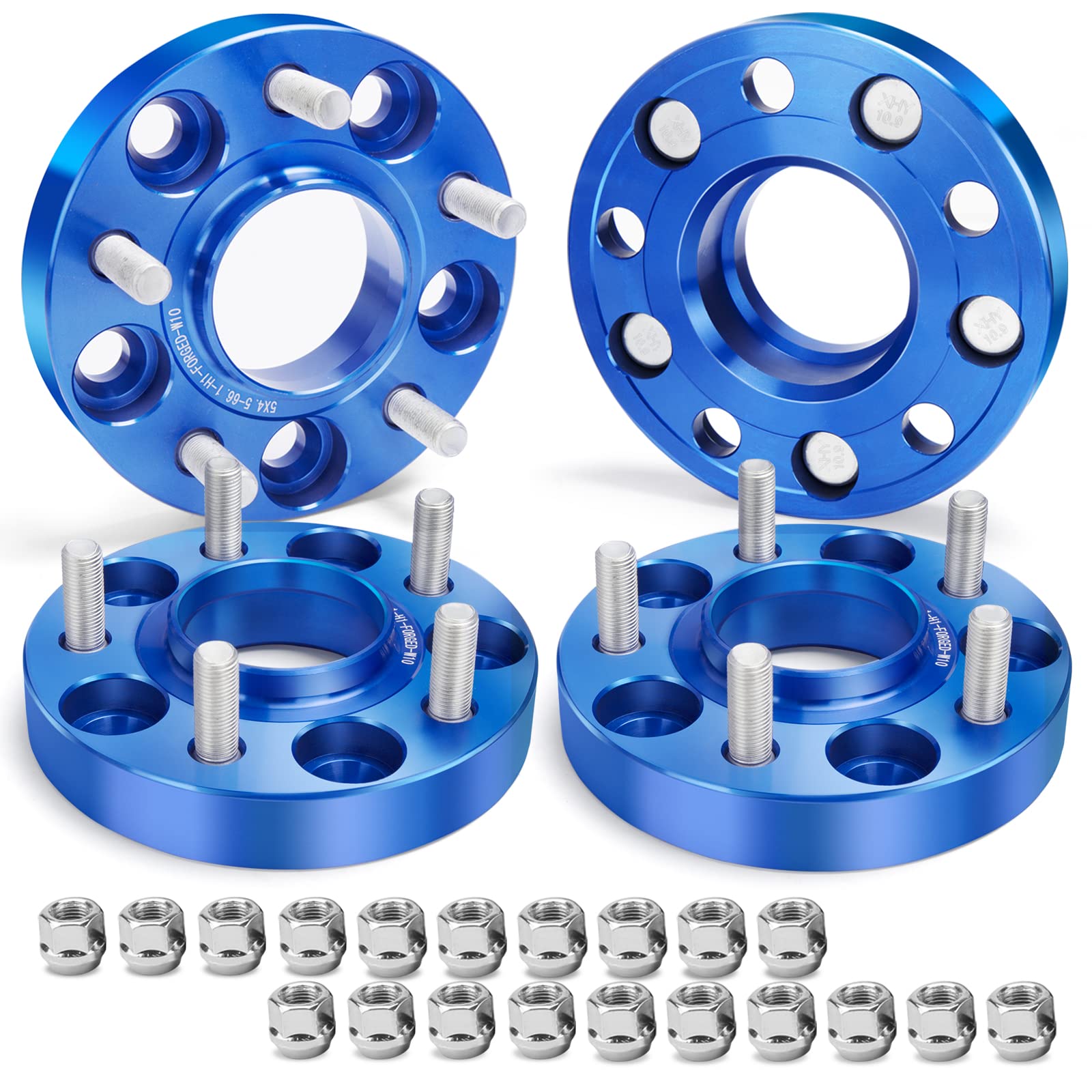 dynofit 5x4.5 Wheel Spacers for 300ZX 350Z 370Z Altima Leopard G35 G37 FX35 S14 and More, 4Pcs 25mm 5x114.3 Hubcentric Forged Wheels Spacer 66.1mm Hub Bore M12x1.25 for 5 Lug Rims(Blue)