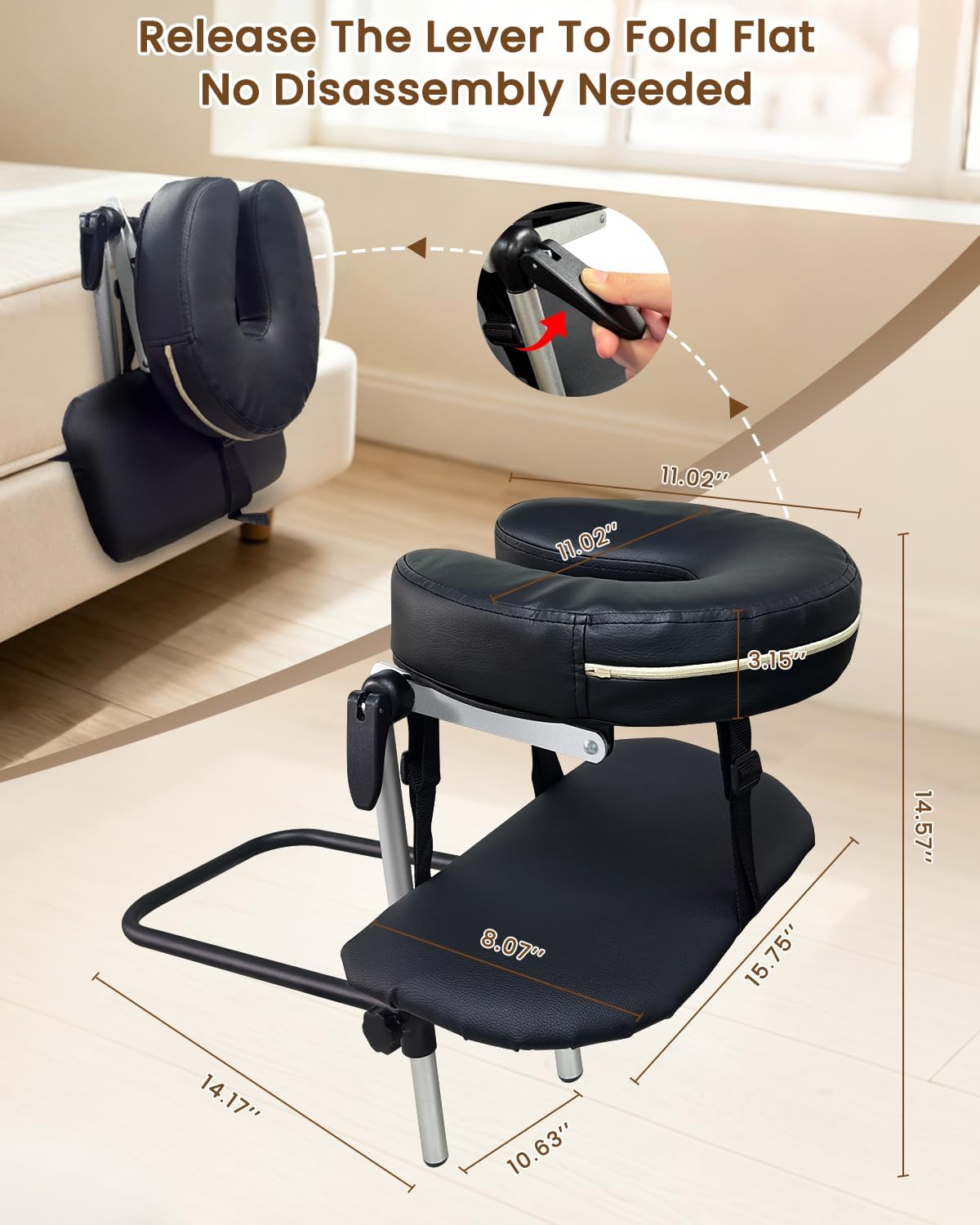Massage Headrest for Bed - (Black) image 2