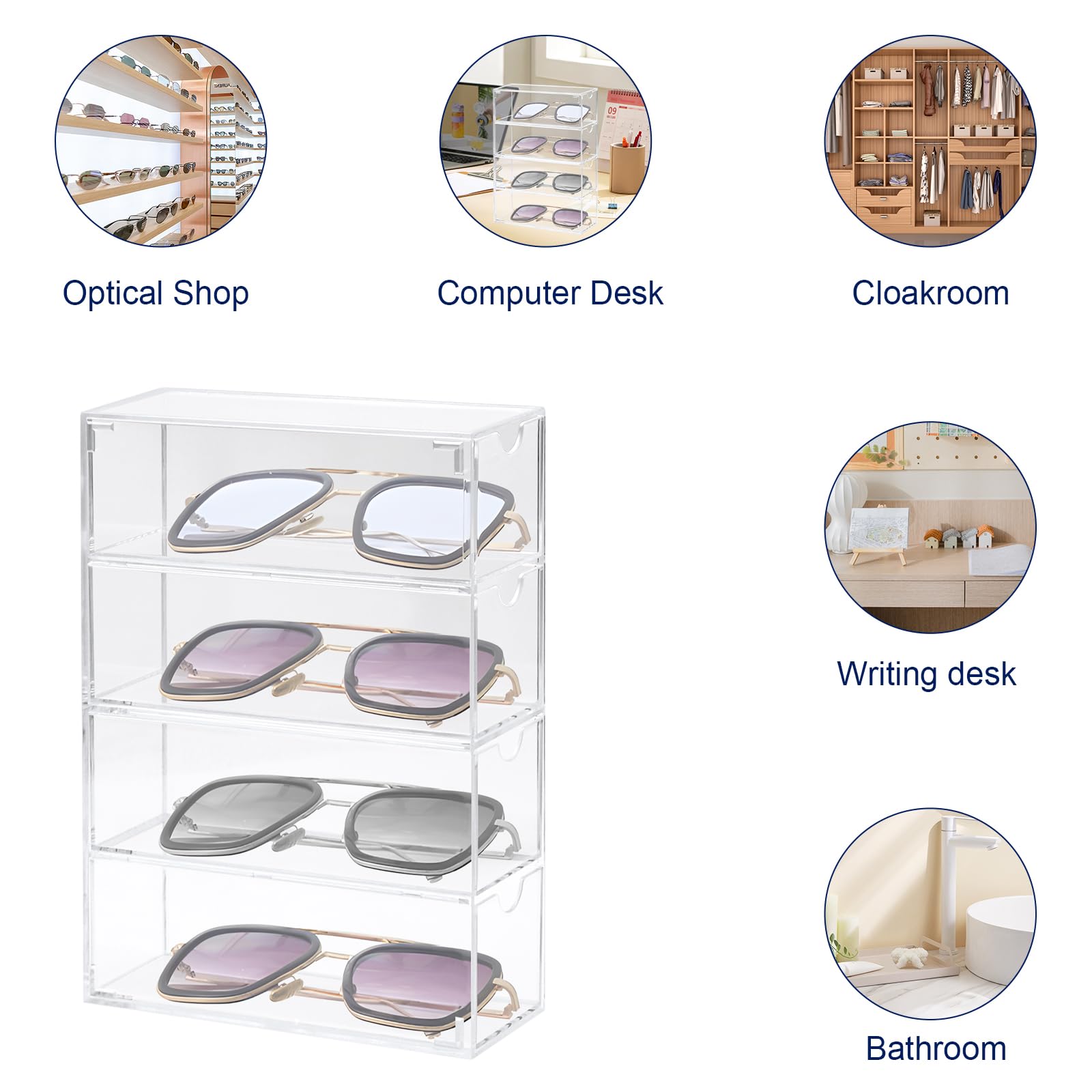 Organizer Per Occhiali Da Sole Con 20 Scomparti, In Pelle PU Con Coperchio In Vetro Anti-UV, Interno In Velluto, Espositore - 4
