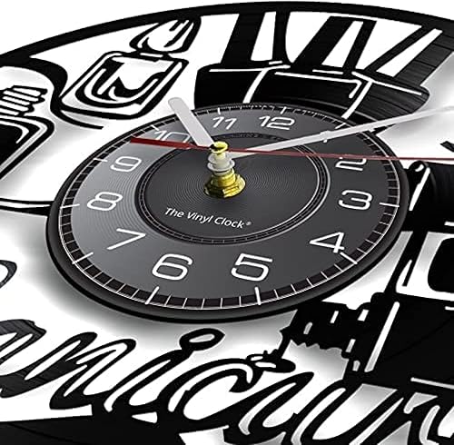 Miniatura 2 de Reloj de pared de disco de vinilo de 14 pulgadas con diseño de manicura tienda de belleza arte de pared sala de uñas disco de vinilo reloj de pared
