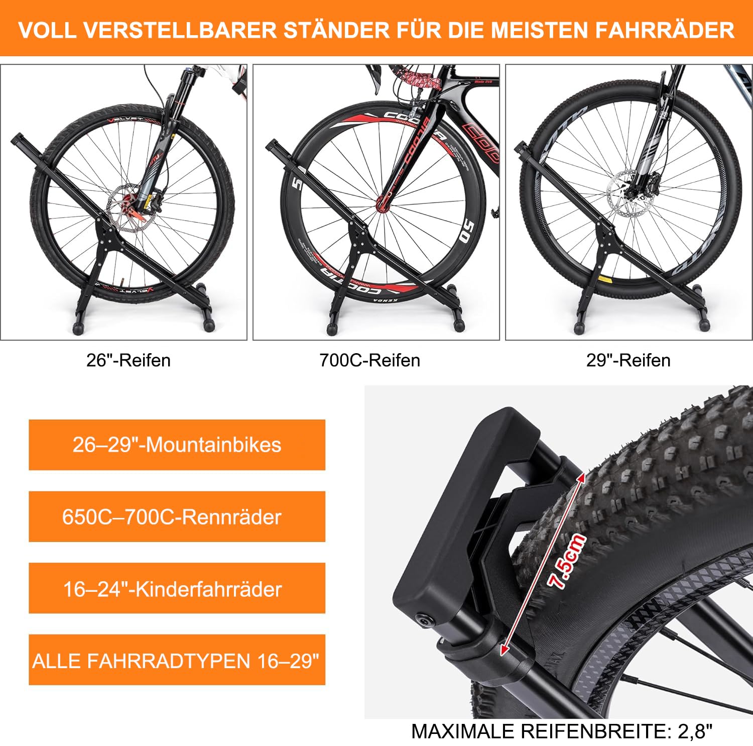 CXWXC Fahrrad Ständer für 20'' - 29'' Zoll und 730C MTB, Rennräder Faltbar Fahrradständer Boden Indoor Garage Lagerung im Freien