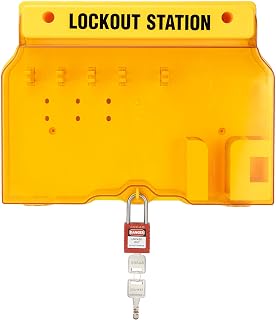 Lockout Tagout Station, Loto Station for 8 Safety Padlocks, Lockout and tagout Station with 1 Padlock and no Other Loto Products, Wall Mounted Lockout and tagout kit with Cover for Storage