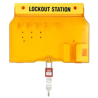 Lockout Tagout Station, Loto Station for 8 Safety Padlocks, Lockout and tagout Station with 1 Padlock and no Other Loto Products, Wall Mounted Lockout and tagout kit with Cover for Storage