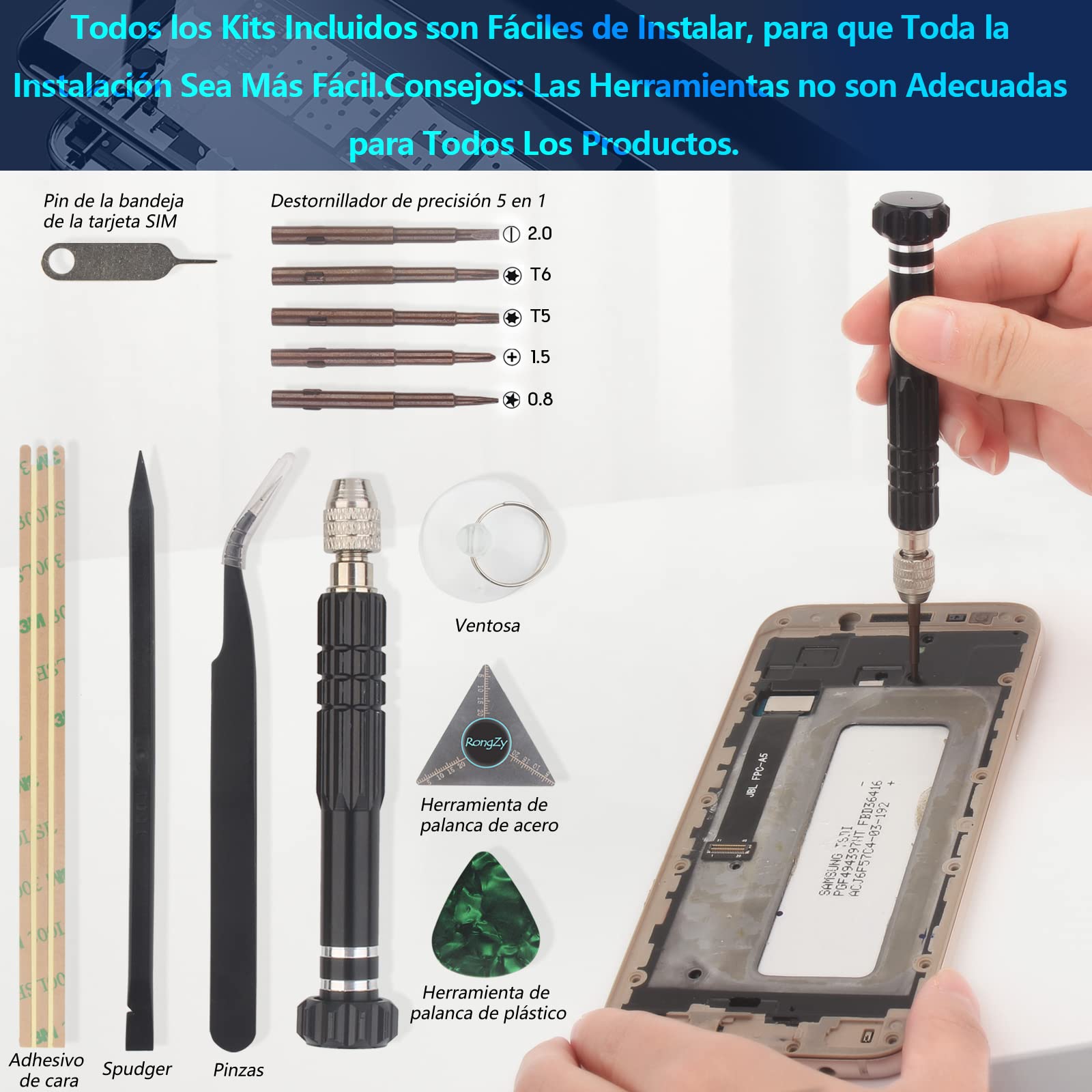 RongZy Incell Pantalla para Samsung Galaxy A25 5G Táctil LCD de Repuesto Ensamblaje Digitalizador Reemplazo para Samsung Galaxy A25 5G A256B con Herramientas de Reparación(Negro con Marco)