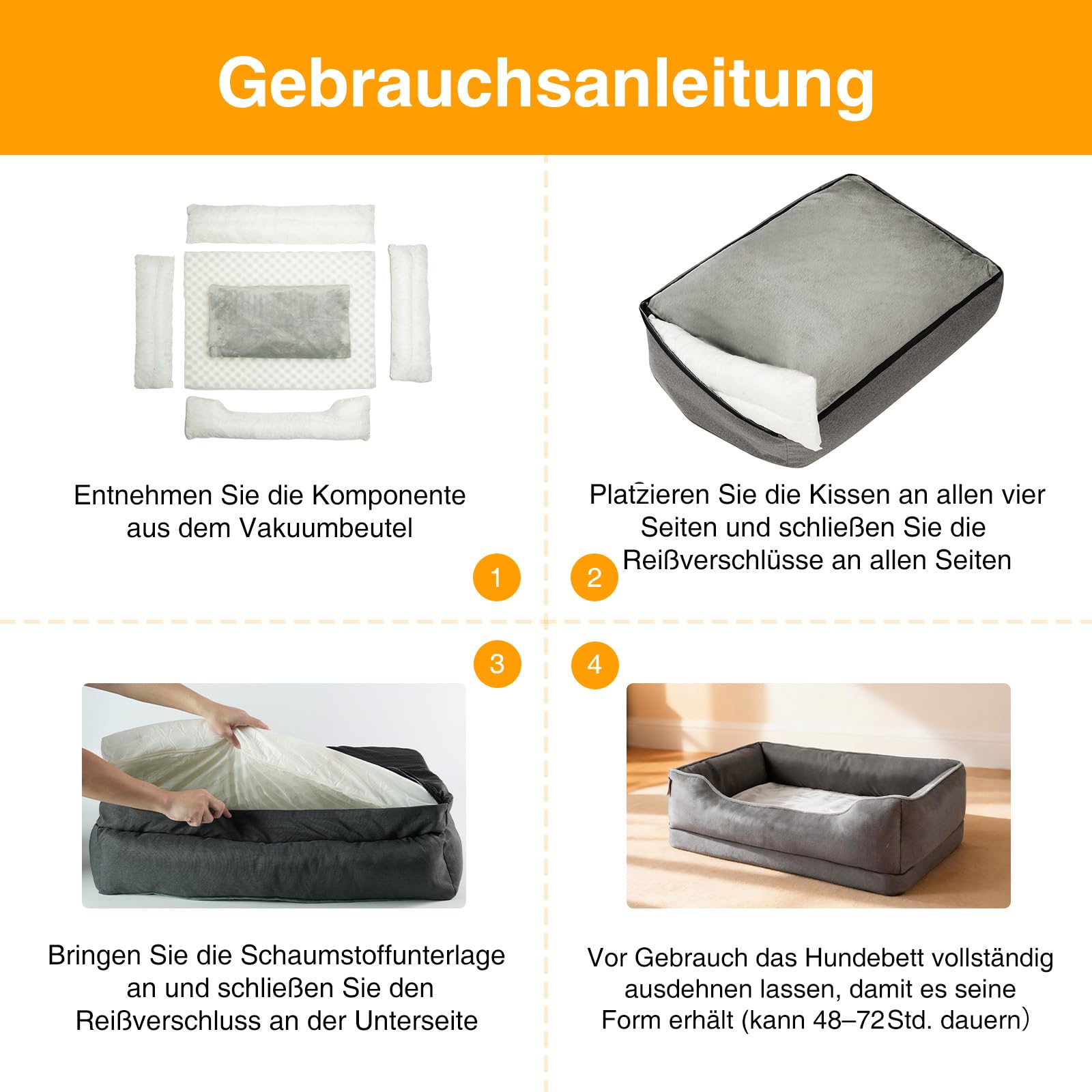 Zedelmaier Orthopädisches Hundebett für mittelgroße & Grosse Hunde, 109×74×26 cm, kratzfestes Hundekorb, Dicker Hundekissen, Hundekörbchen waschbar, ergonomisches Hundesofa mit abnehmbarem Bezug