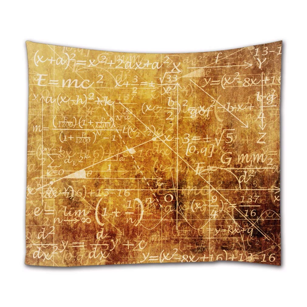 A.Monamour Old Grunge Scientific Background With Mathematical Equations Abstract Art Décor For Math Lovers Textile Fabric Wall Hanging Tapestry Curtains Tablecloth Bedspread Beach Towel 130x153cm
