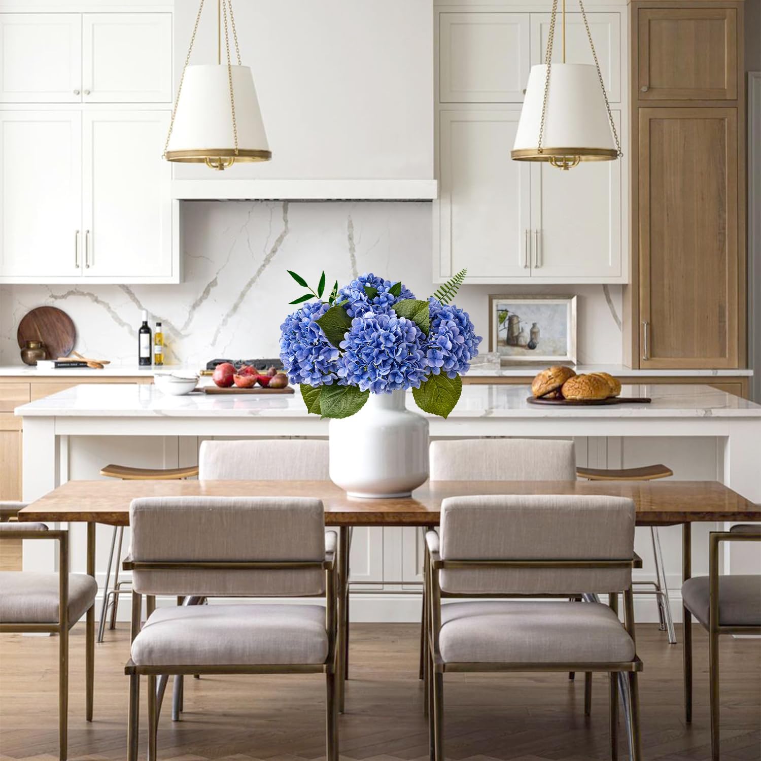 Hydrangea Artificial Flowers, Lifelike Latex Silk Real Touch Faux Hydrangea Flowers, Artificial Hydrangeas Bouquet for Wedding Centerpieces Tables Party Home (Royal Blue) - Image 4