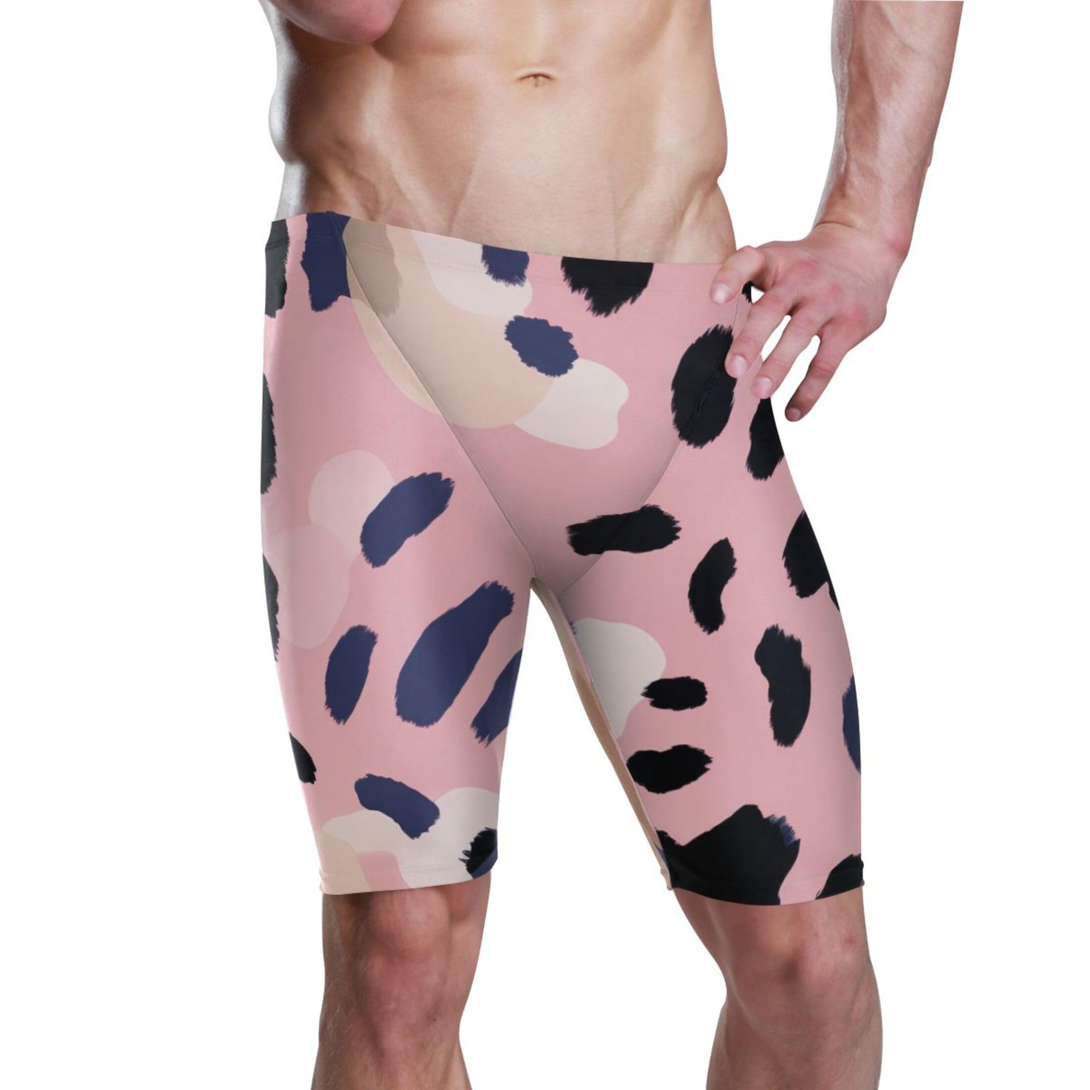 Pink Leopard Men's Swim Jammers Racing & Training Swimsuit Fast, Flexible,Comfortable XXXL B0401130