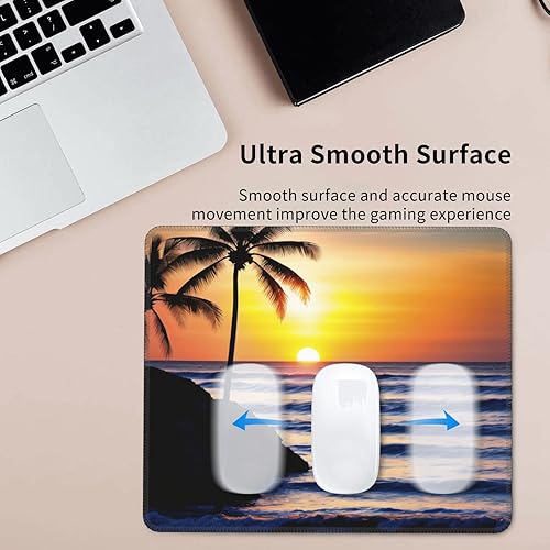 Miniatura 5 de Alfombrilla para mouse de playa, palmera de playa, puesta de sol, base de goma antideslizante, 8.3 x 10.3 pulgadas para computadora portátil de