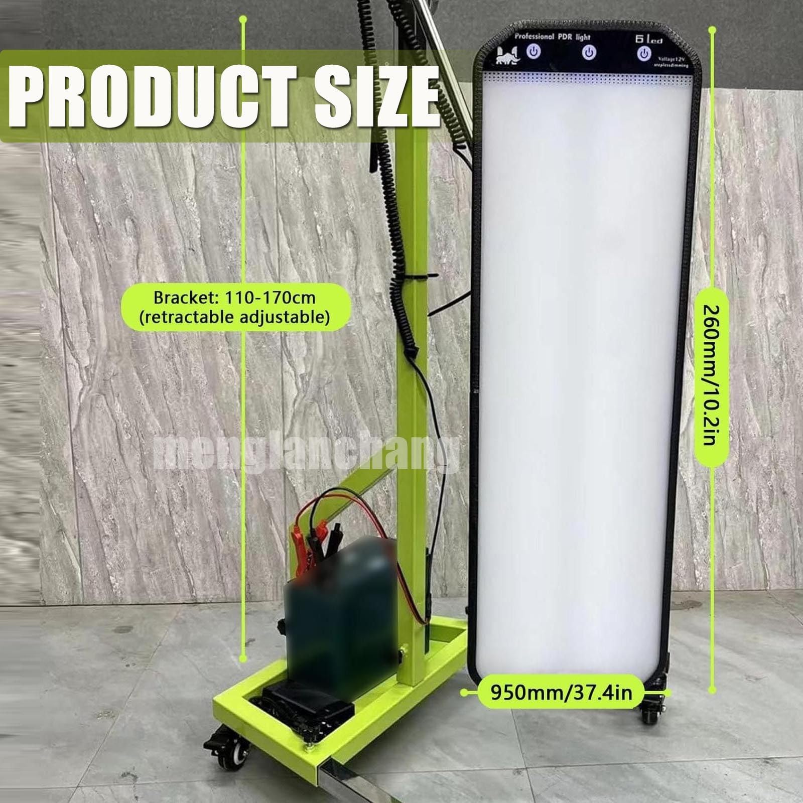 Heavy Duty PDR Light, 95cm LED Scheda di riflessione w/Regolabile Stand & Wheels, 3-Zone Dimming Lampada di Riparazione dell'ammaccatura per Il Corpo Automatico, Alta visibilità Strumento di rimozio