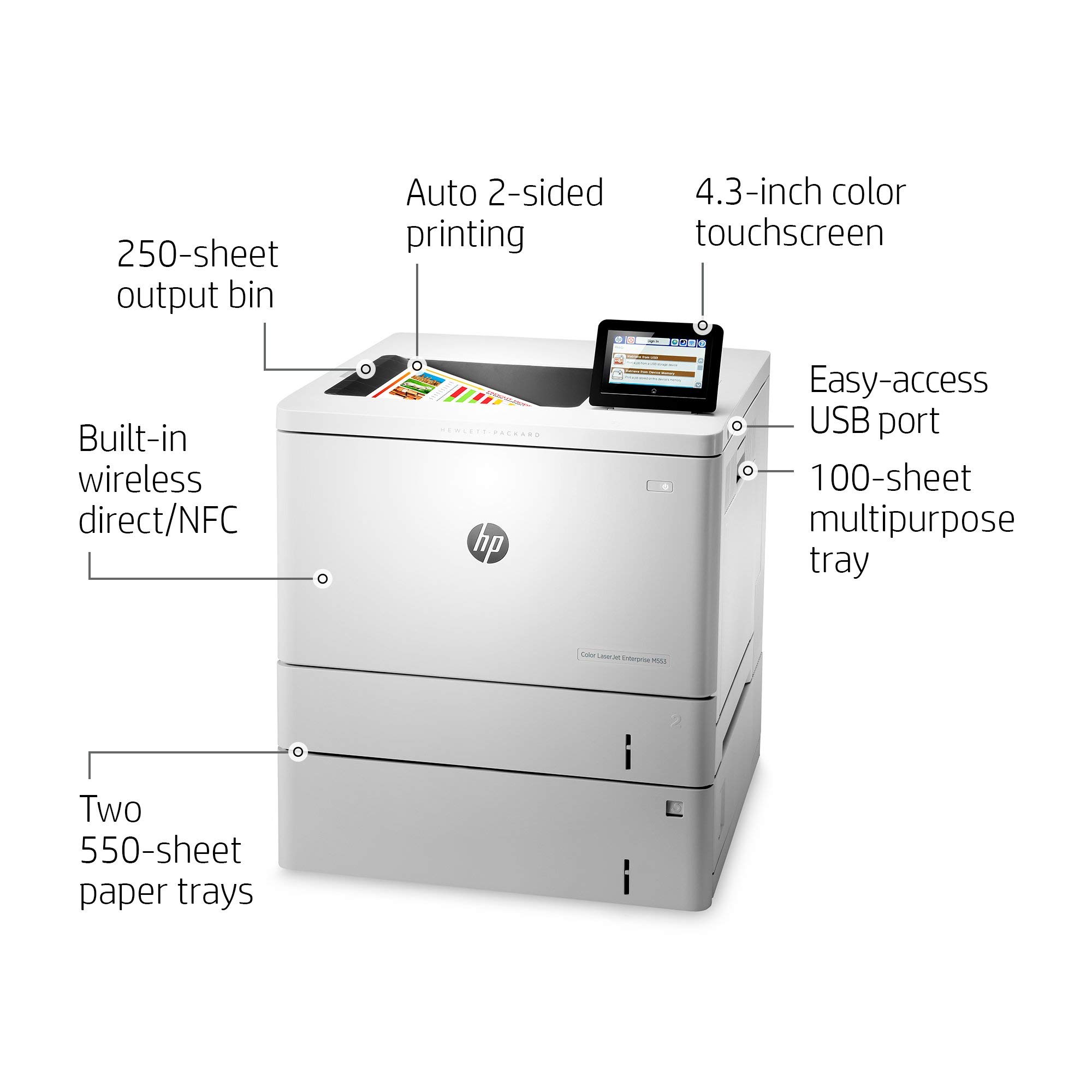 HP LaserJet Enterprise M553x Color Printer, (B5L26A) (Renewed)