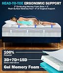 Dual Layer 4 Inch Memory Foam Mattress Topper Queen Size, 2" Cooling Gel Memory Foam & 2" Pillow Top Bed Topper, CertiPUR-US Mattress Cover for Pressure Relief, 21" Deep Pocket, White