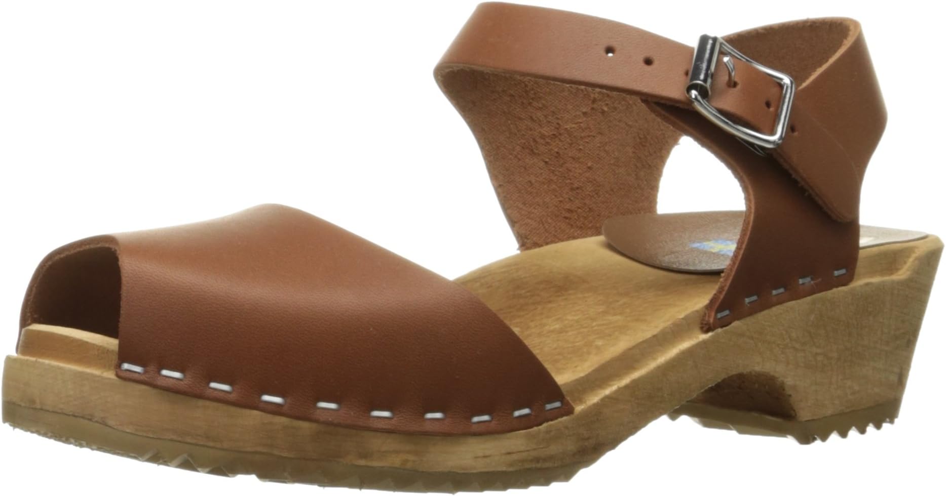 Shoes Anja Womens Leather Clogs with Wooden Heels