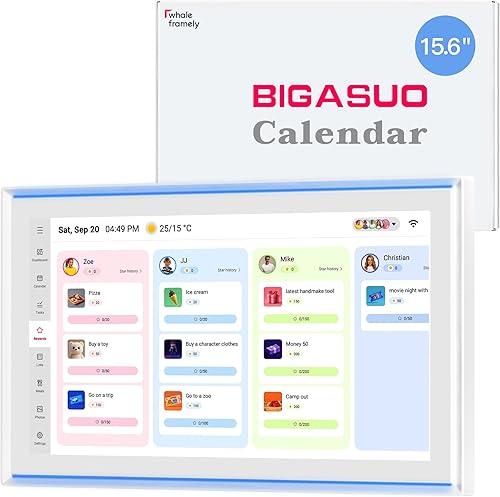 Calendario digital de 15.6 pulgadas, planificador inteligente con pantalla táctil Full HD para horarios familiares, montaje en pared y escritorio,