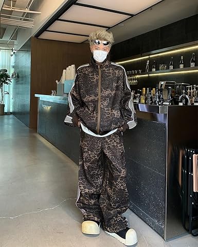 D.IIZOO] 韓国系 ゆったり ジャージ 上下セット メンズ セットアップ